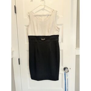 Studio One New York Dress Womens 14 Black White Colorblock Sheath Career Work